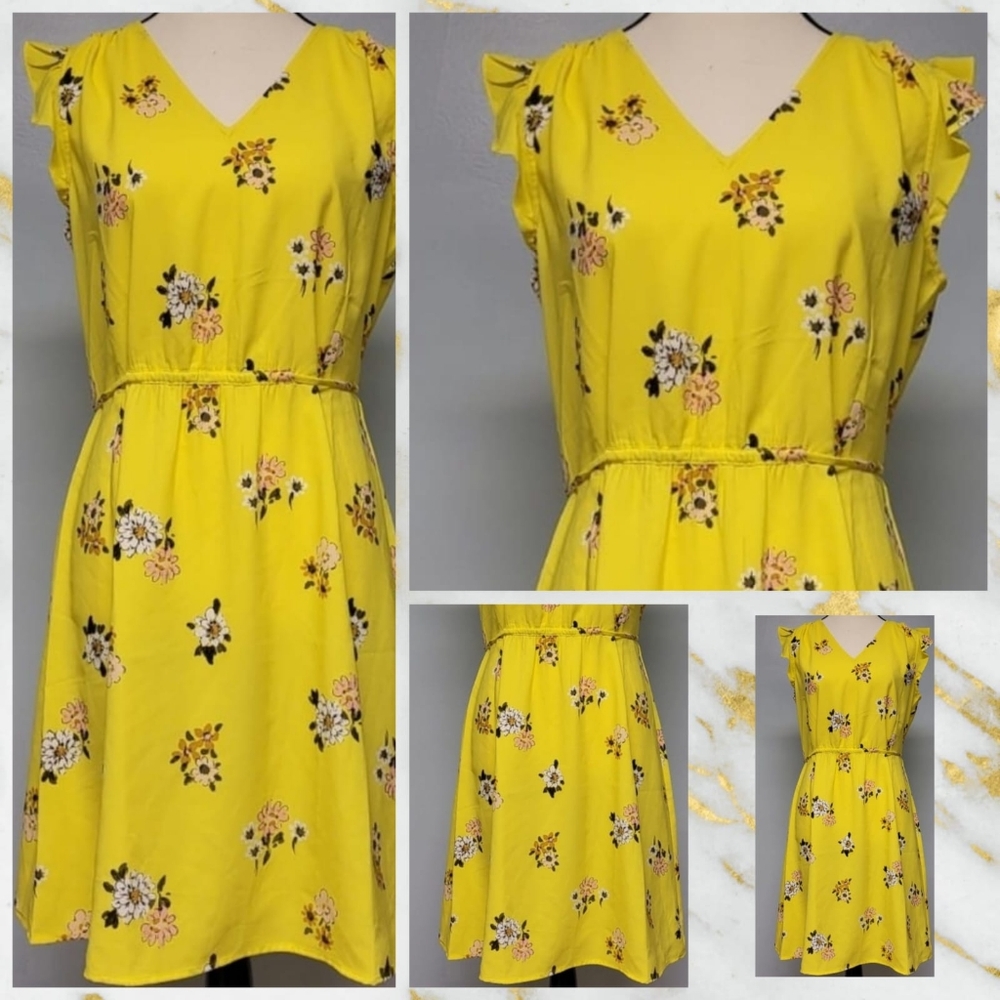 Loft Floral, ruffle short sleeves dress